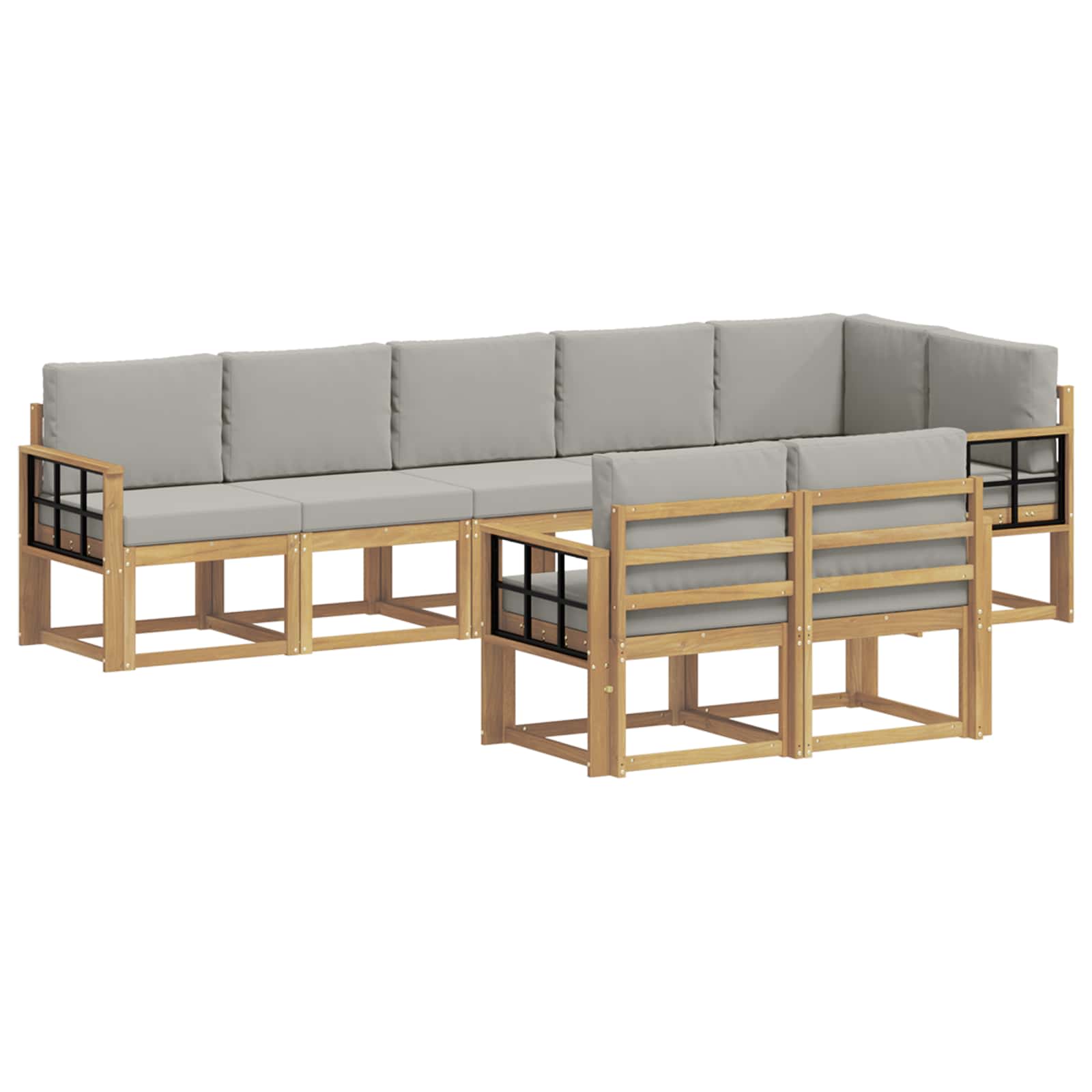 Outdoor-Sofagarnitur mit Kissen 8 pcs Weiß und Hellgrau