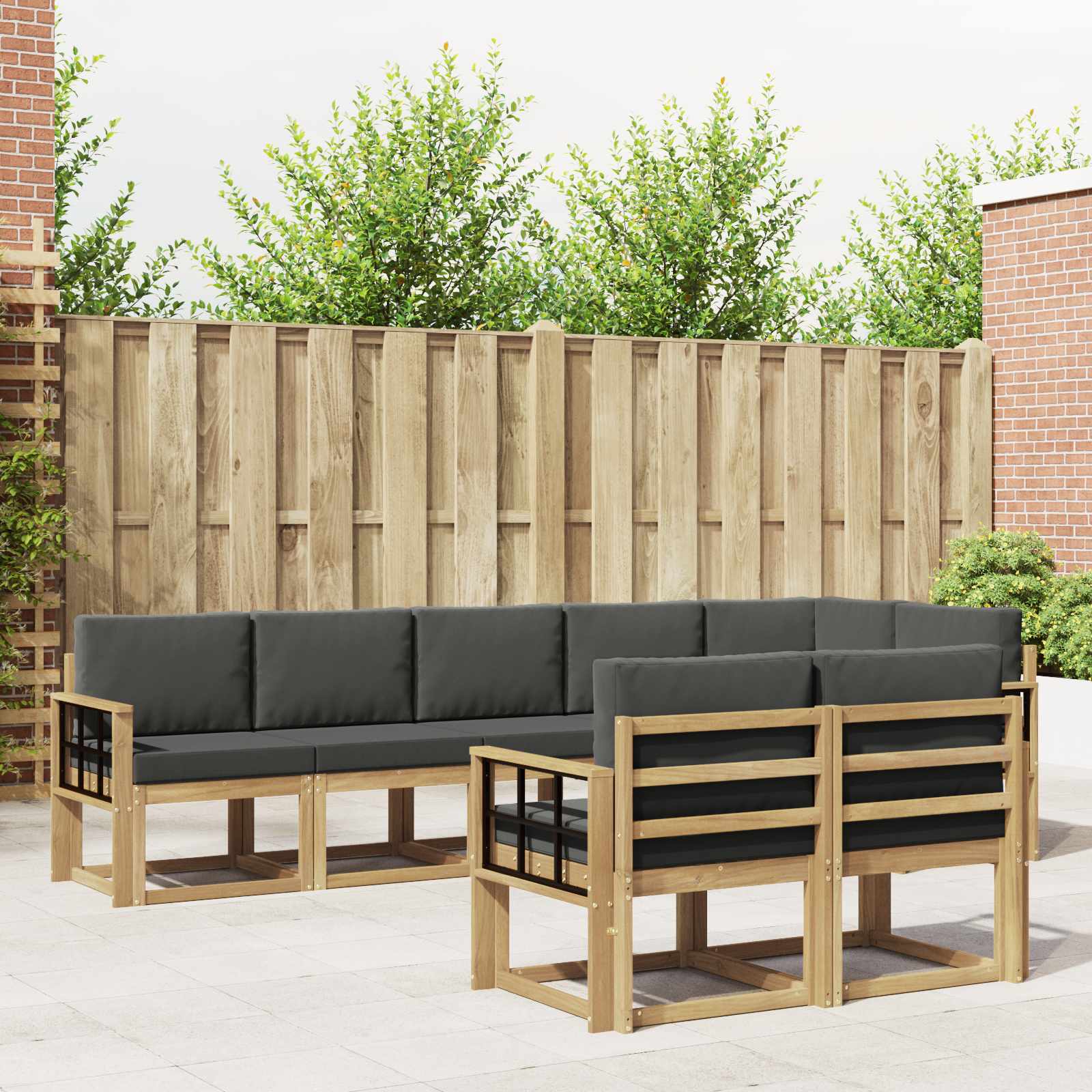 Outdoor-Sofagarnitur 8 pcs Weiß und Anthrazit Polyester