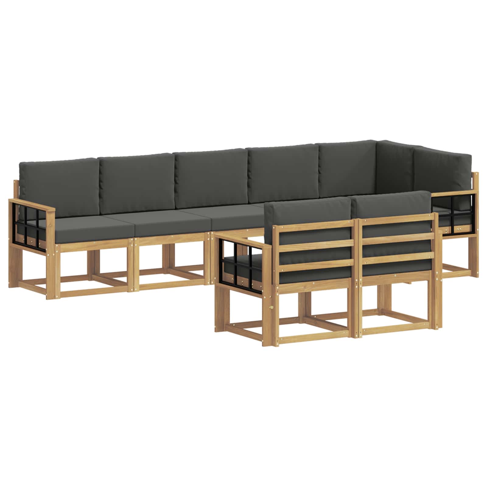 Outdoor-Sofagarnitur 8 pcs Weiß und Anthrazit Polyester