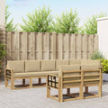 Outdoor-Sofagarnitur mit Kissen 8 pcs Weiß und Beige Polyester