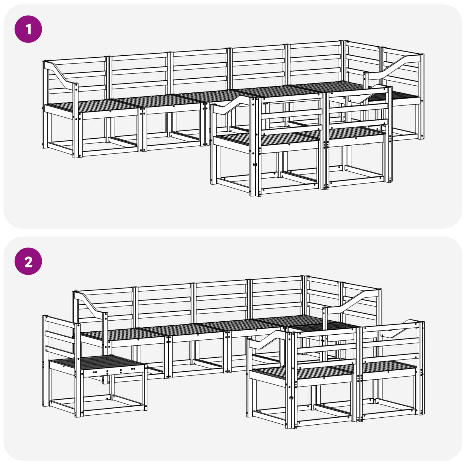 Outdoor-Sofagarnitur 8 pcs Weiß Massivholz Akazie