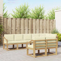 Outdoor-Sofagarnitur mit Kissen 8 pcs Weiß und Creme Polyester