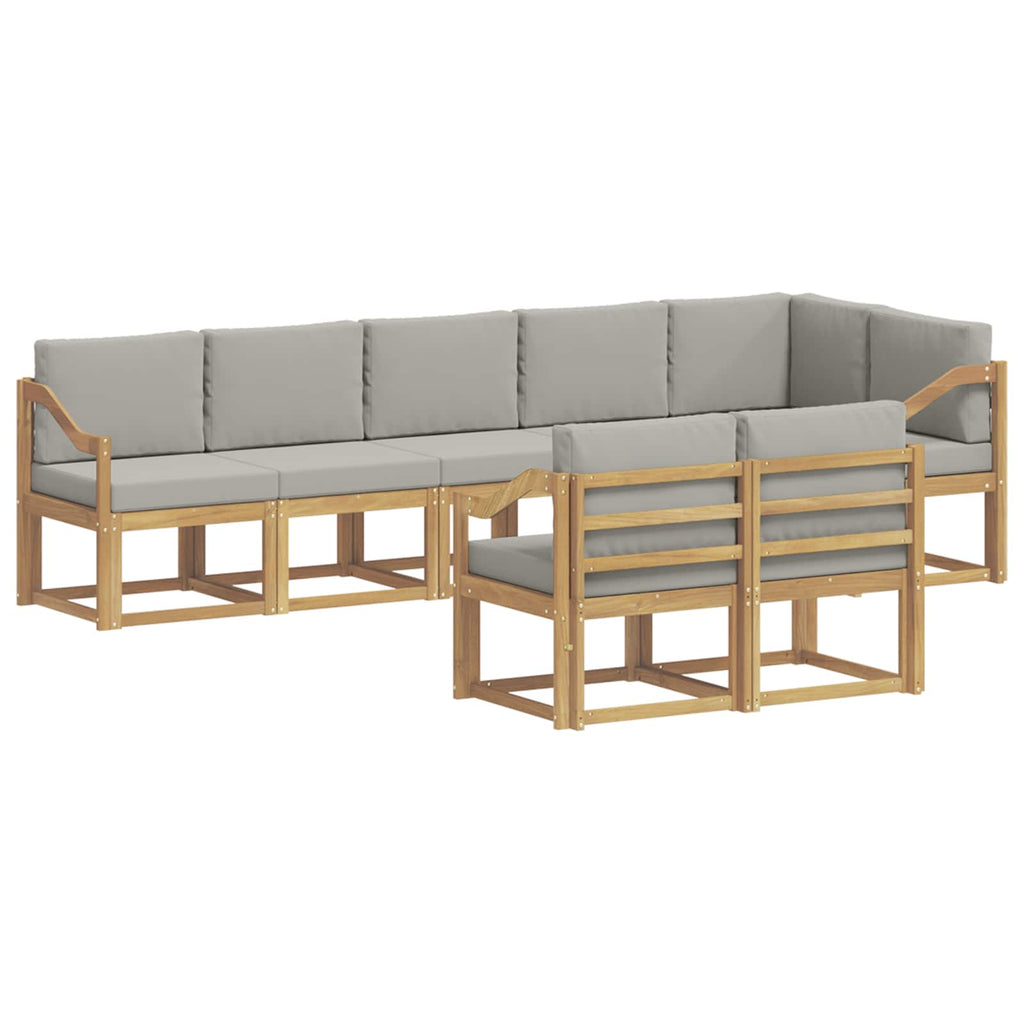 Outdoor-Sofagarnitur mit Kissen 8 pcs Weiß und Hellgrau
