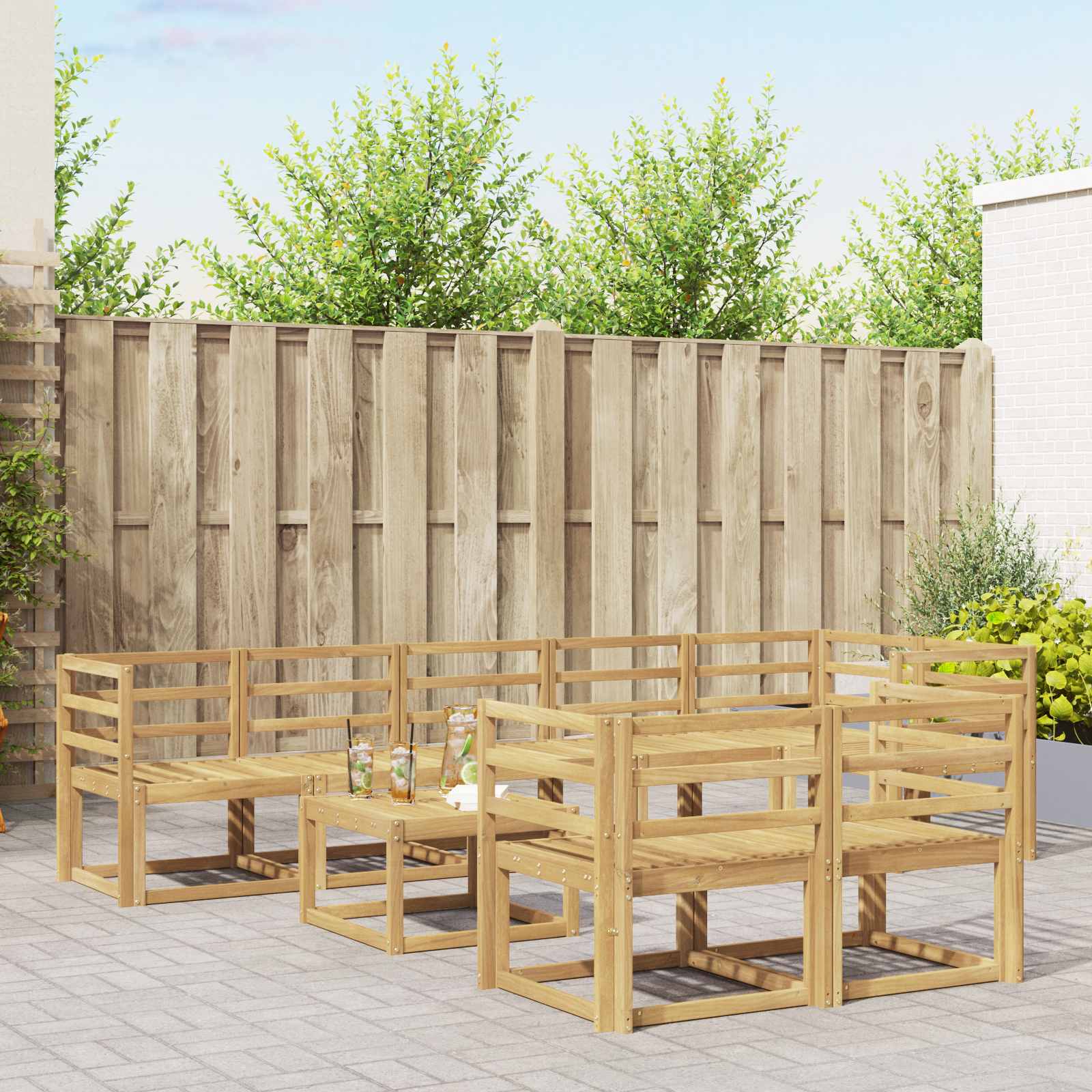 Outdoor-Sofagarnitur 9 pcs Weiß Massivholz Akazie