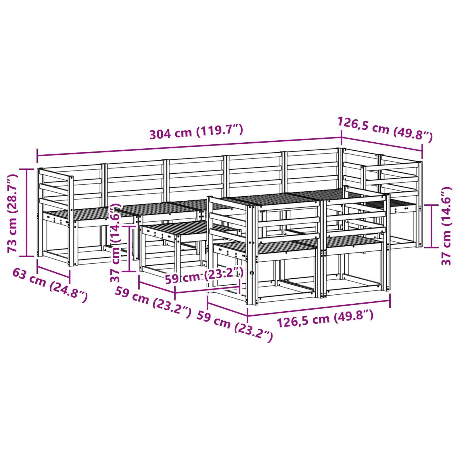 Outdoor-Sofagarnitur 9 pcs Weiß Massivholz Akazie