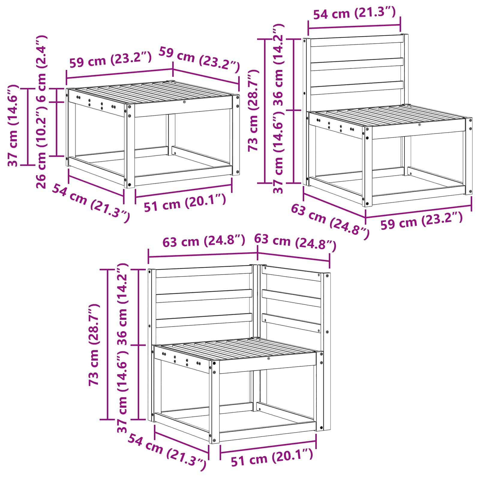 Outdoor-Sofagarnitur 9 pcs Weiß Massivholz Akazie