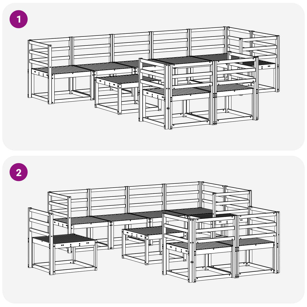 Outdoor-Sofagarnitur 9 pcs Weiß Massivholz Akazie