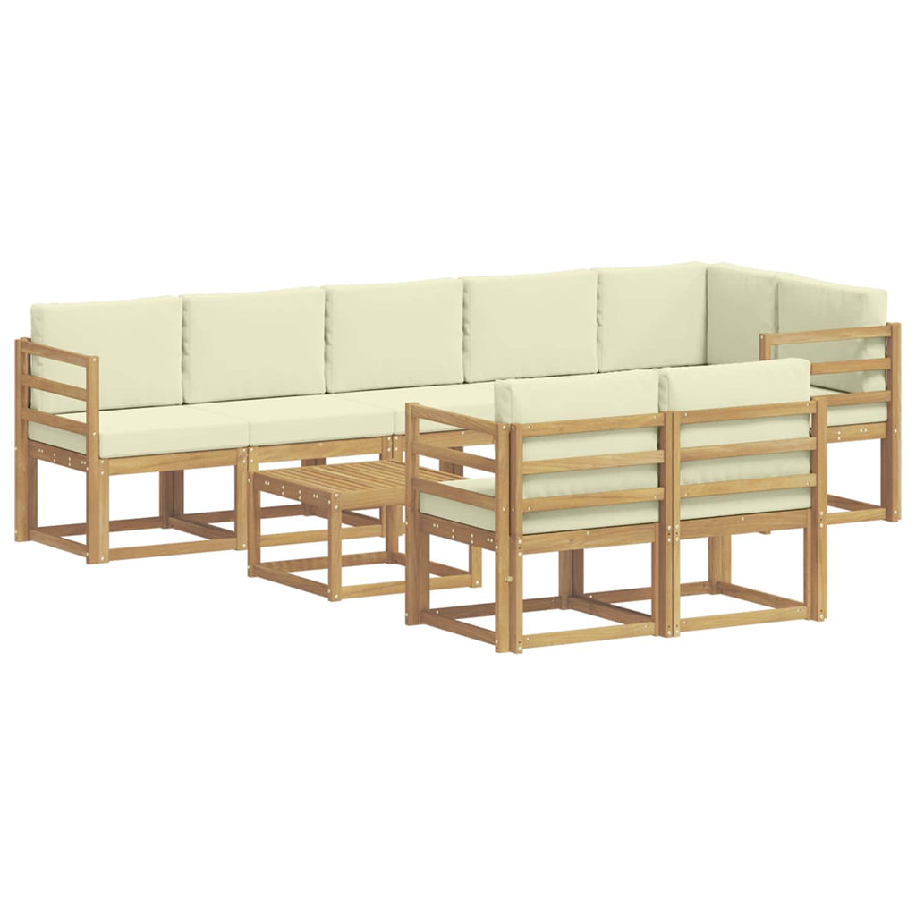 Outdoor-Sofagarnitur mit Kissen 9 pcs Weiß und Creme Polyester