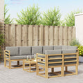 Outdoor-Sofagarnitur mit Kissen 9 pcs Weiß und Hellgrau