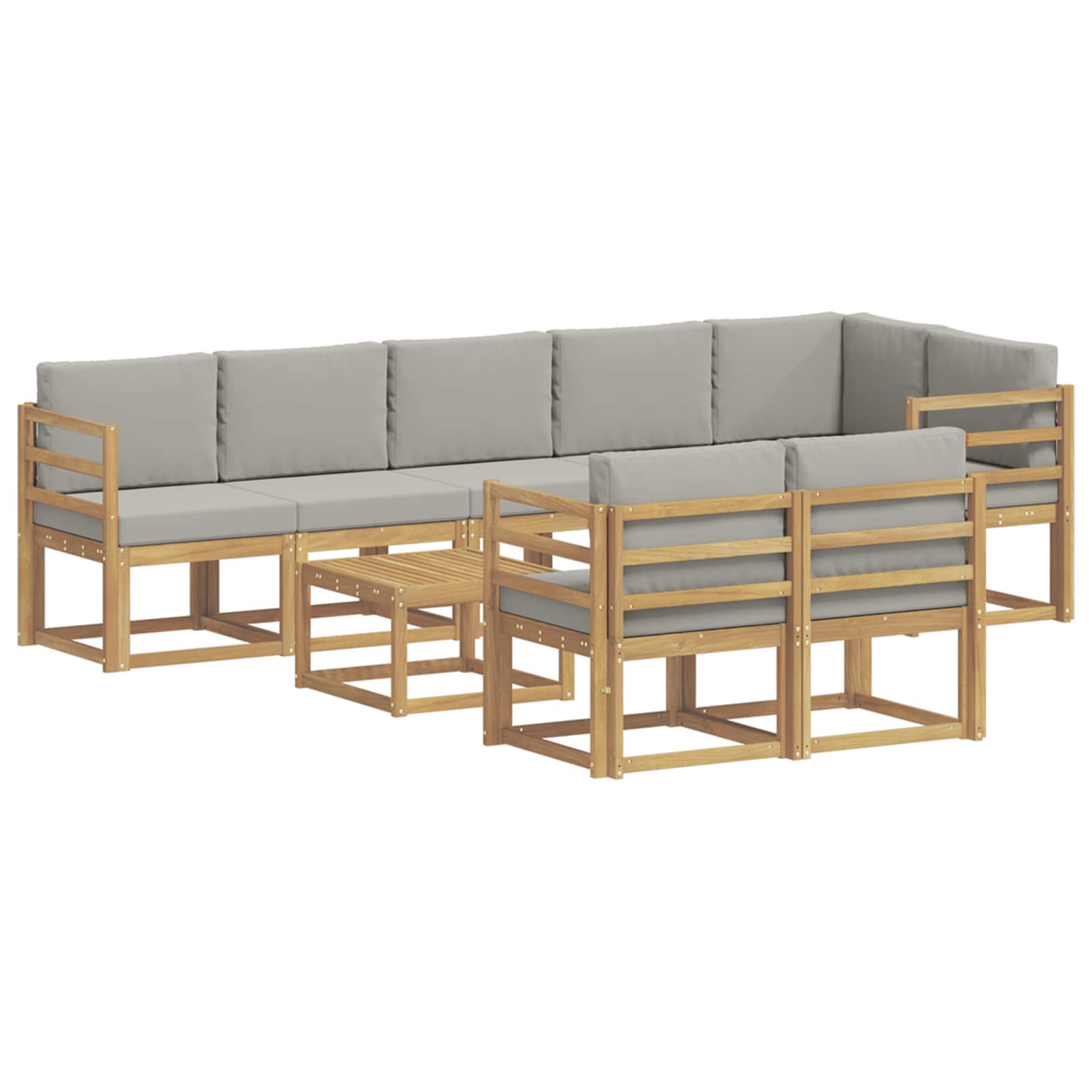 Outdoor-Sofagarnitur mit Kissen 9 pcs Weiß und Hellgrau