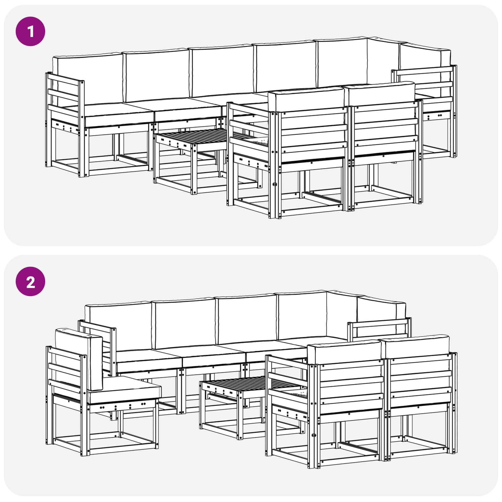 Outdoor-Sofagarnitur 9 pcs Weiß und Anthrazit Polyester