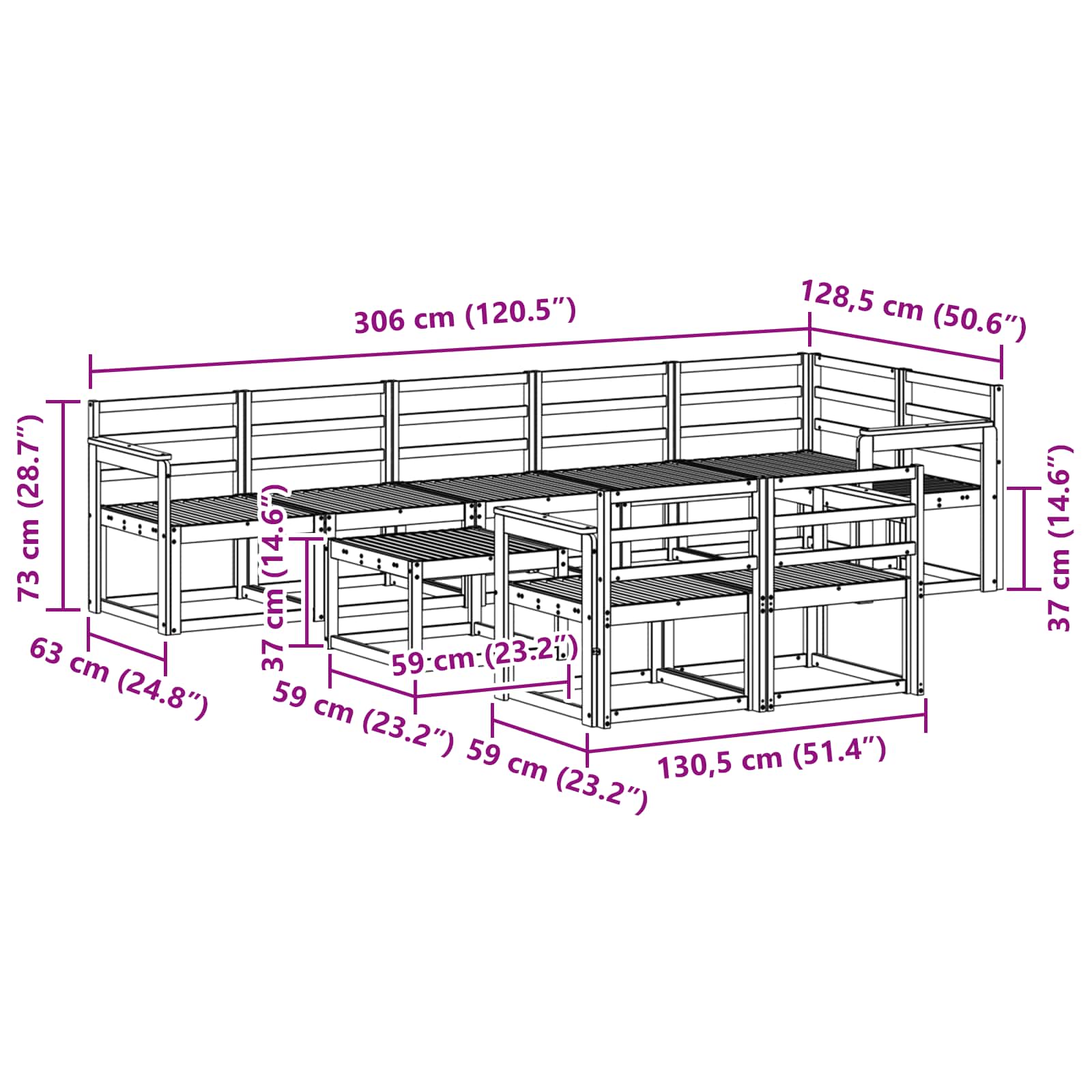 Outdoor-Sofagarnitur 9 pcs Weiß Massivholz Akazie