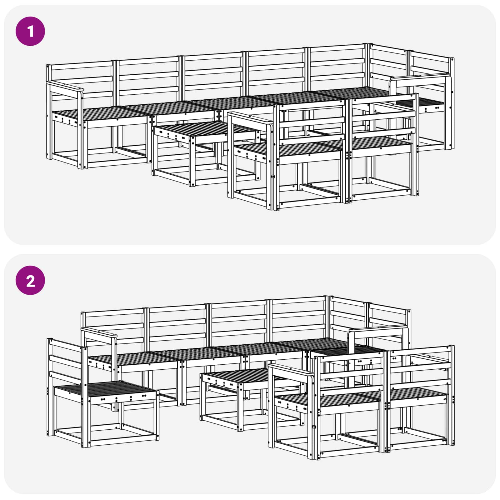 Outdoor-Sofagarnitur 9 pcs Weiß Massivholz Akazie