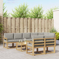 Outdoor-Sofagarnitur mit Kissen 9 pcs Weiß und Hellgrau