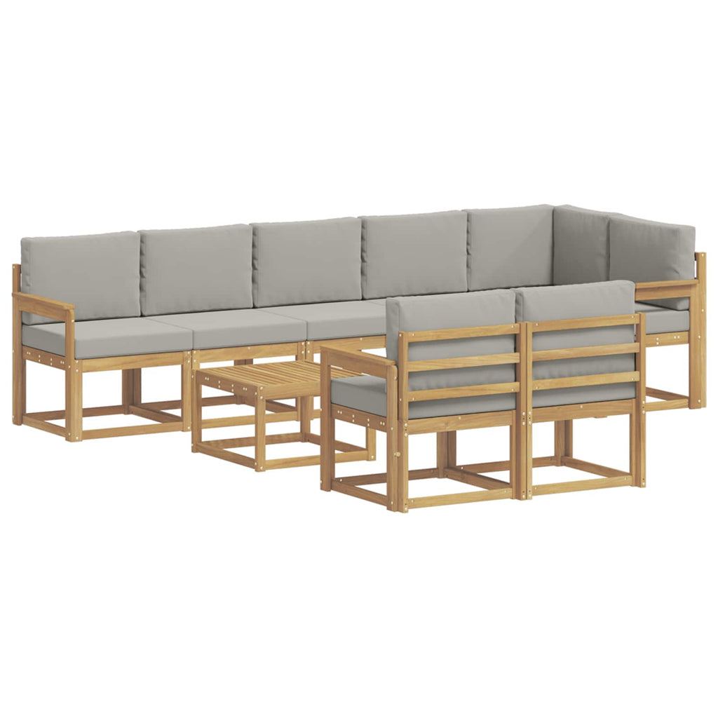 Outdoor-Sofagarnitur mit Kissen 9 pcs Weiß und Hellgrau