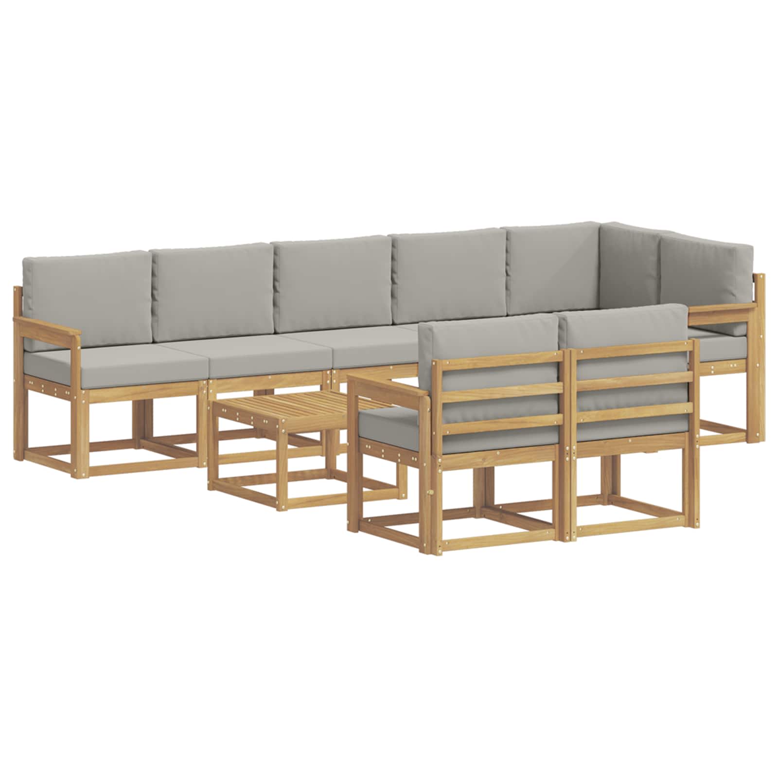 Outdoor-Sofagarnitur mit Kissen 9 pcs Weiß und Hellgrau