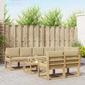 Outdoor-Sofagarnitur mit Kissen 9 pcs Weiß und Beige Polyester
