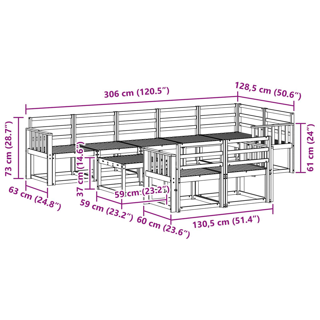 Outdoor-Sofagarnitur 9 pcs Weiß Massivholz Akazie