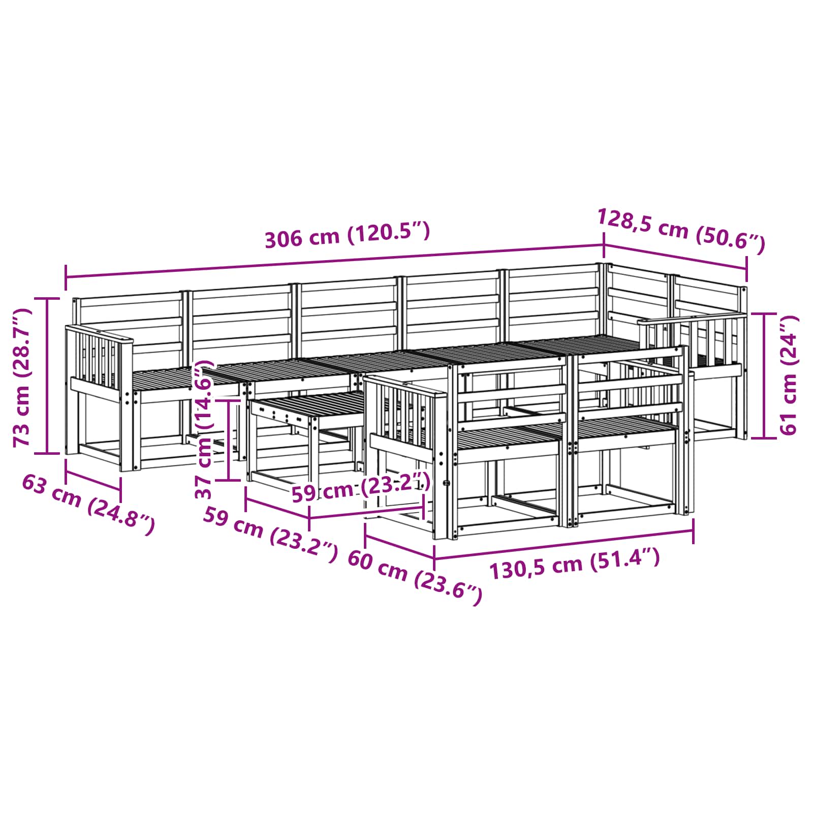 Outdoor-Sofagarnitur 9 pcs Weiß Massivholz Akazie