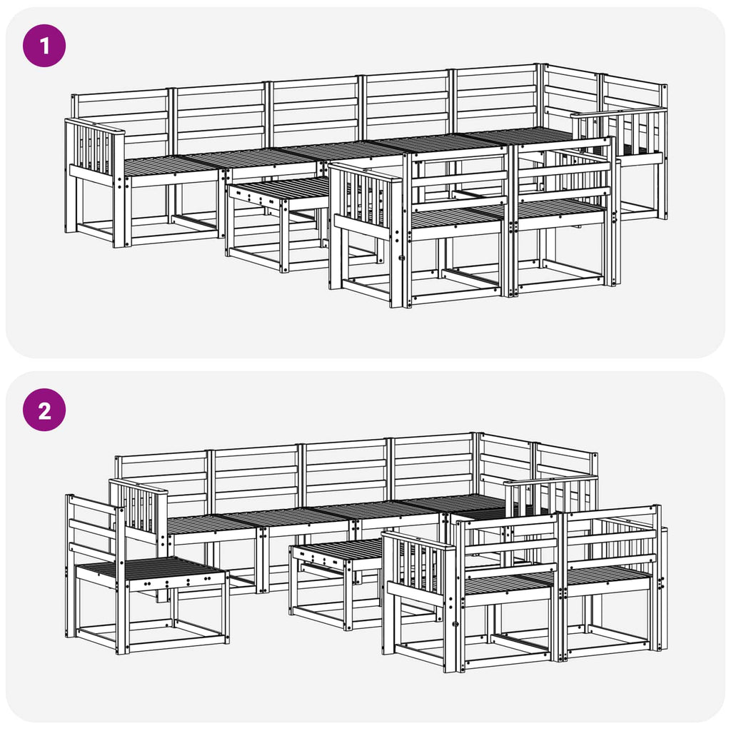 Outdoor-Sofagarnitur 9 pcs Weiß Massivholz Akazie