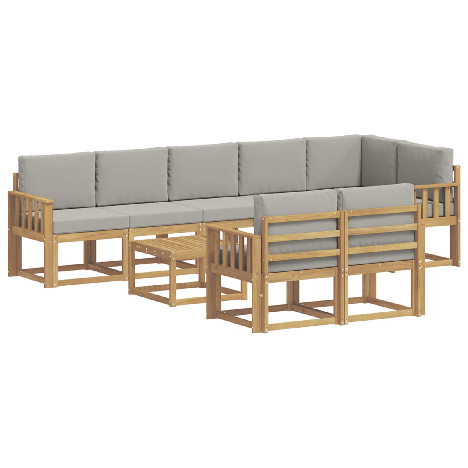 Outdoor-Sofagarnitur mit Kissen 9 pcs Weiß und Hellgrau