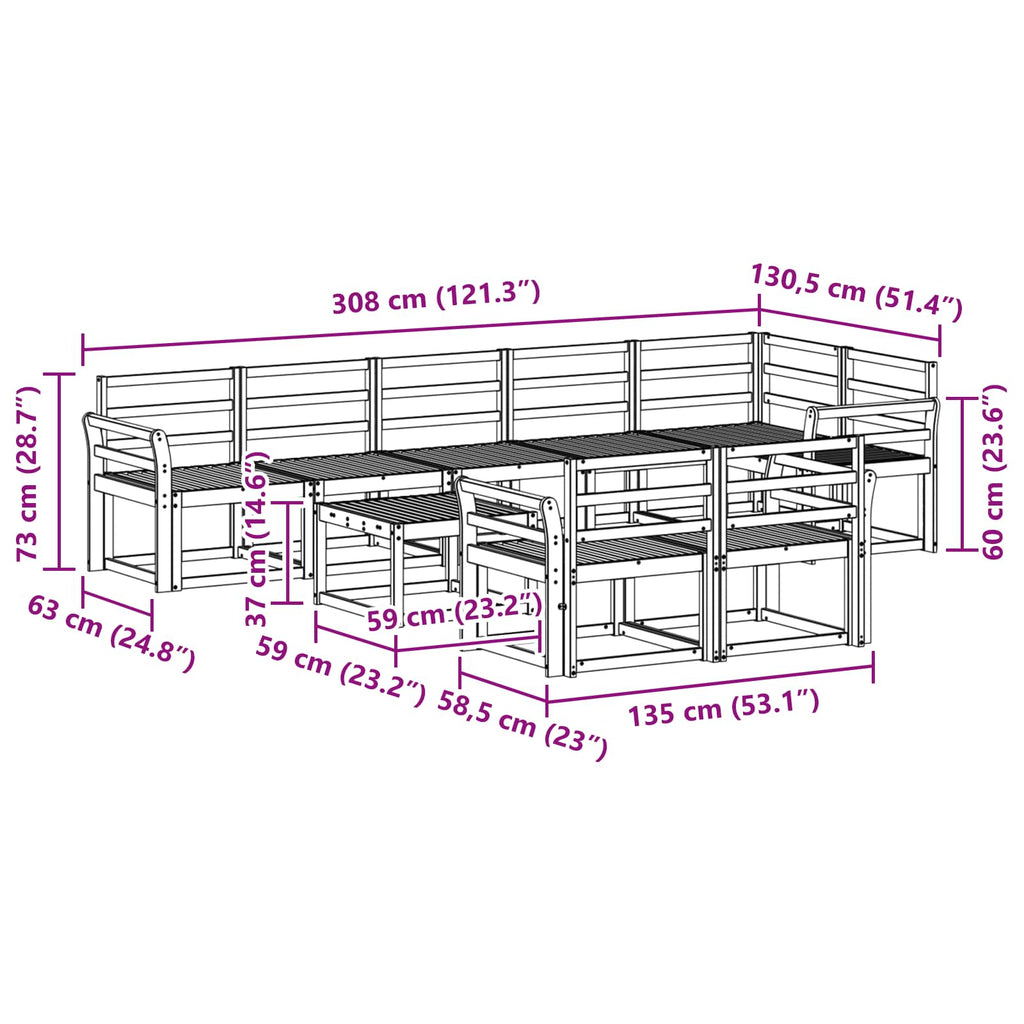 Outdoor-Sofagarnitur 9 pcs Weiß Massivholz Akazie