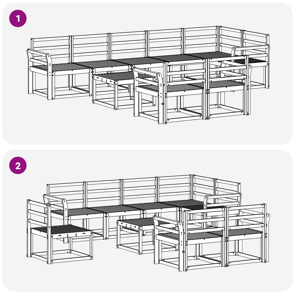 Outdoor-Sofagarnitur 9 pcs Weiß Massivholz Akazie