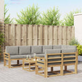 Outdoor-Sofagarnitur mit Kissen 9 pcs Weiß und Hellgrau