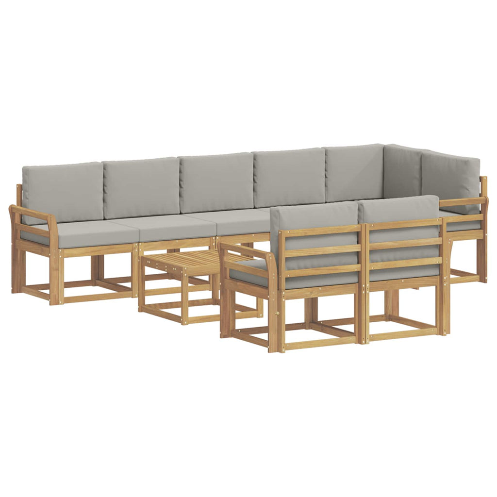 Outdoor-Sofagarnitur mit Kissen 9 pcs Weiß und Hellgrau