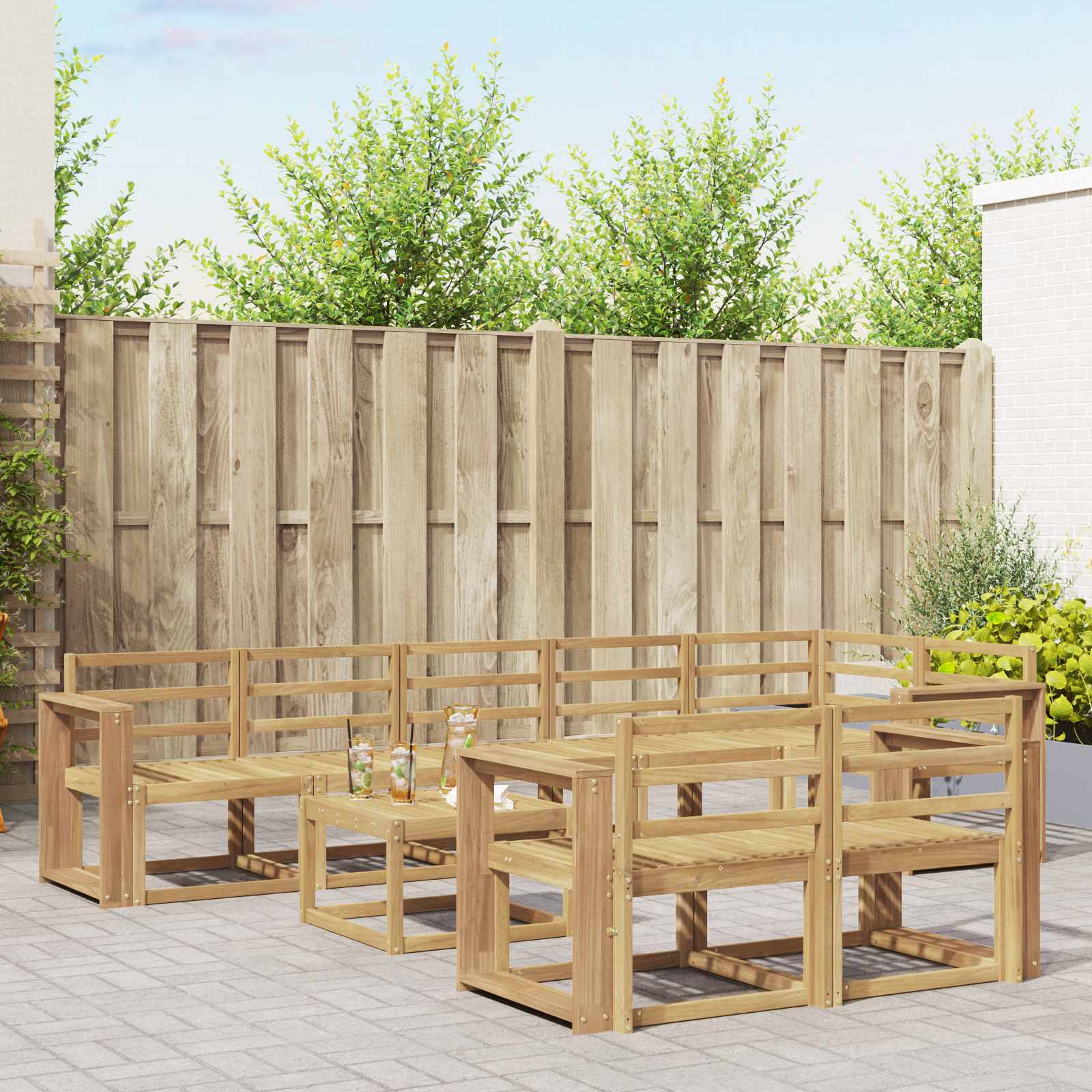 Outdoor-Sofagarnitur 9 pcs Weiß Massivholz Akazie