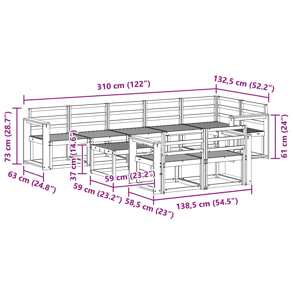 Outdoor-Sofagarnitur 9 pcs Weiß Massivholz Akazie