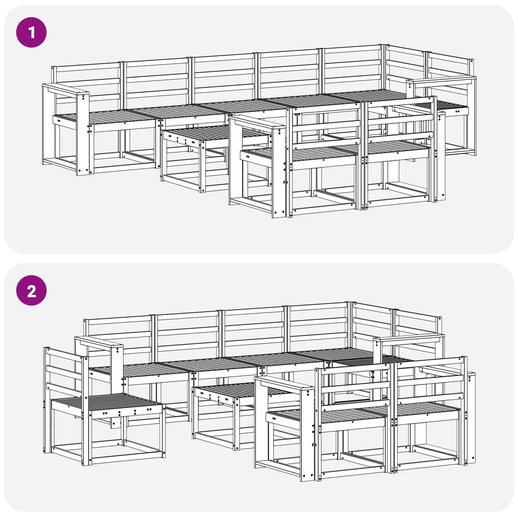 Outdoor-Sofagarnitur 9 pcs Weiß Massivholz Akazie