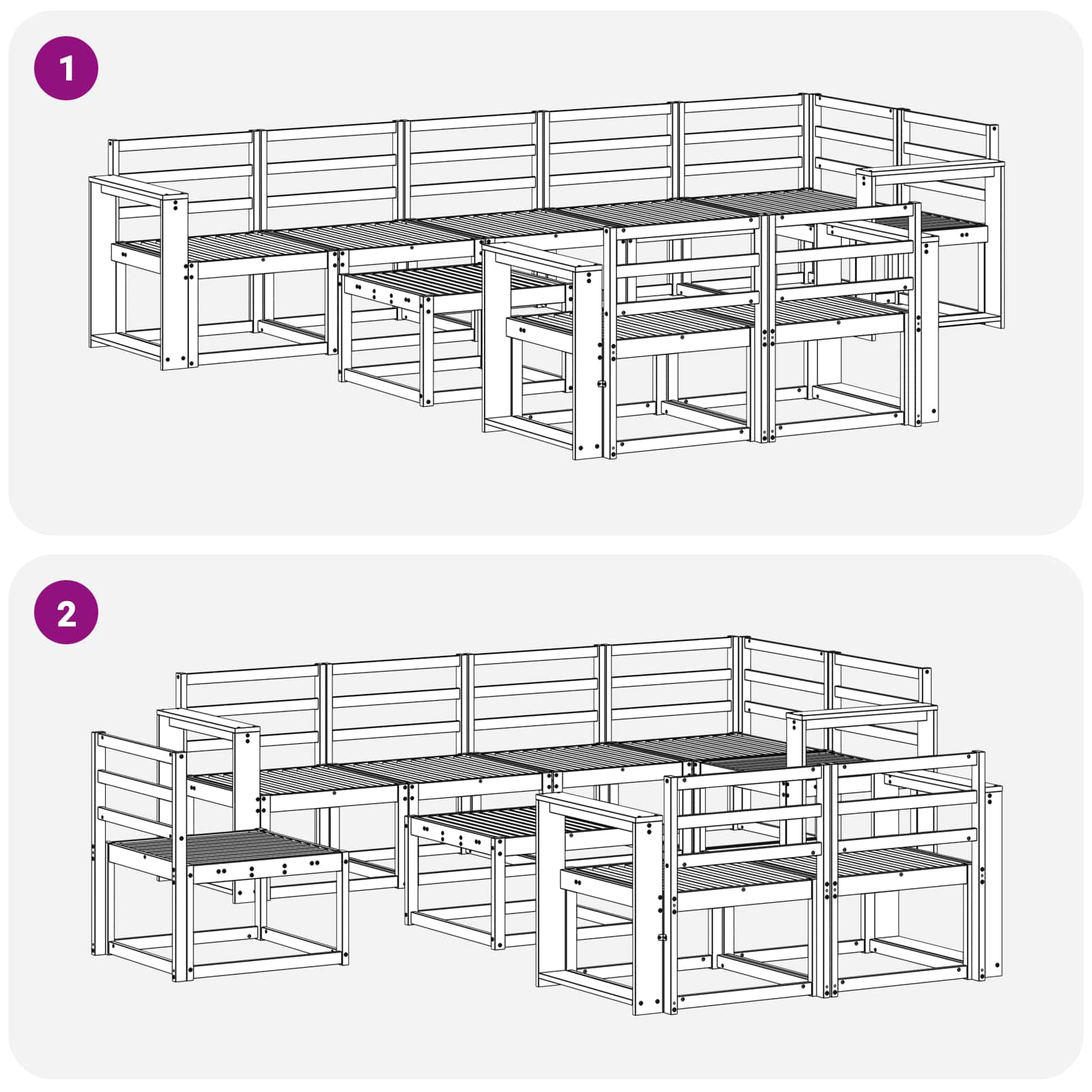 Outdoor-Sofagarnitur 9 pcs Weiß Massivholz Akazie