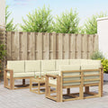 Outdoor-Sofagarnitur mit Kissen 9 pcs Weiß und Creme Polyester