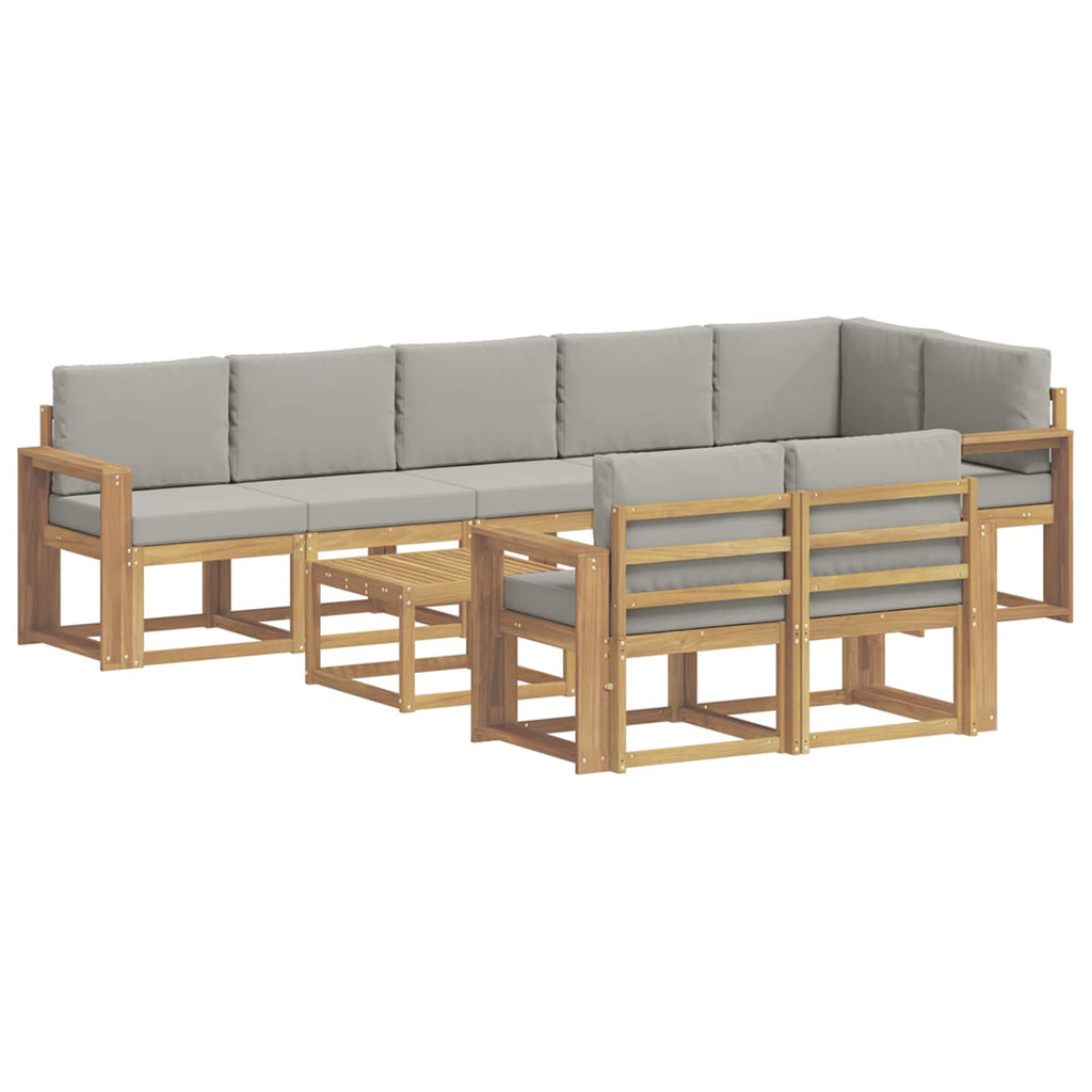 Outdoor-Sofagarnitur mit Kissen 9 pcs Weiß und Hellgrau