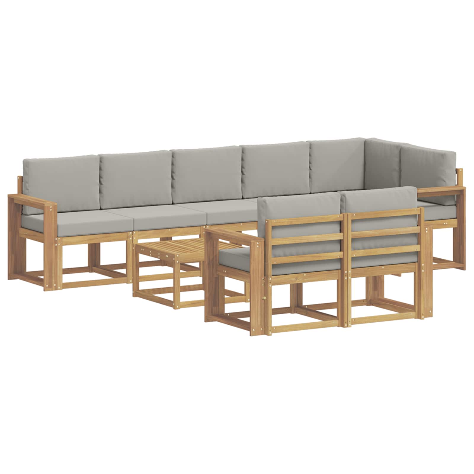 Outdoor-Sofagarnitur mit Kissen 9 pcs Weiß und Hellgrau