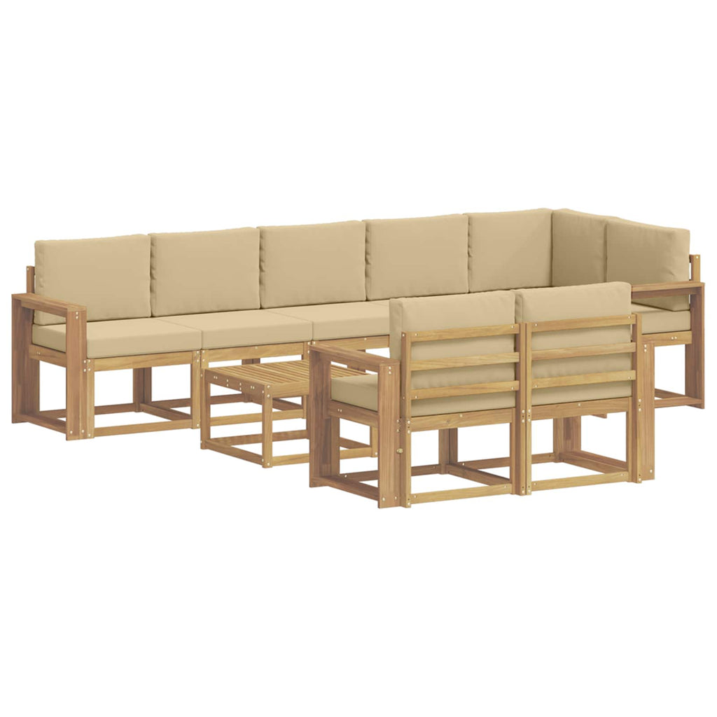 Outdoor-Sofagarnitur mit Kissen 9 pcs Weiß und Beige Polyester