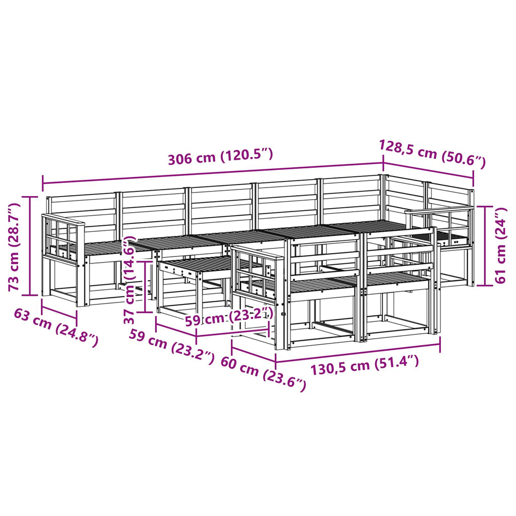 Outdoor-Sofagarnitur 9 pcs Weiß Massivholz Akazie