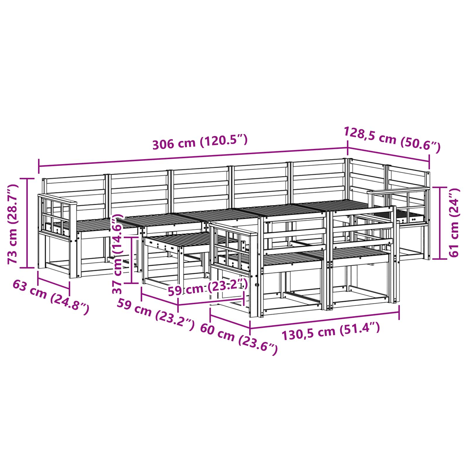 Outdoor-Sofagarnitur 9 pcs Weiß Massivholz Akazie