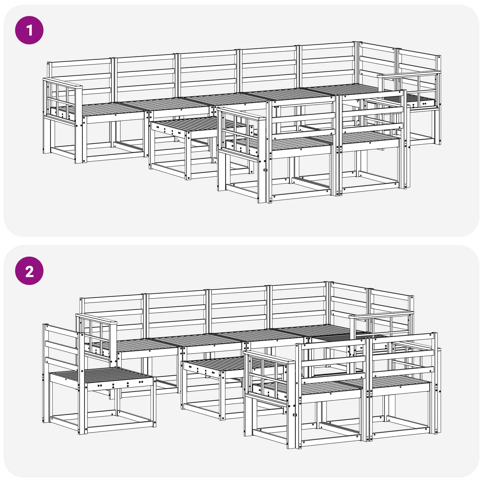 Outdoor-Sofagarnitur 9 pcs Weiß Massivholz Akazie