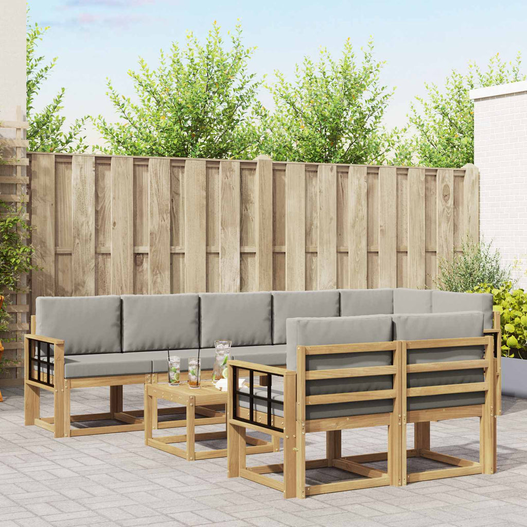 Outdoor-Sofagarnitur mit Kissen 9 pcs Weiß und Hellgrau