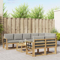 Outdoor-Sofagarnitur mit Kissen 9 pcs Weiß und Hellgrau