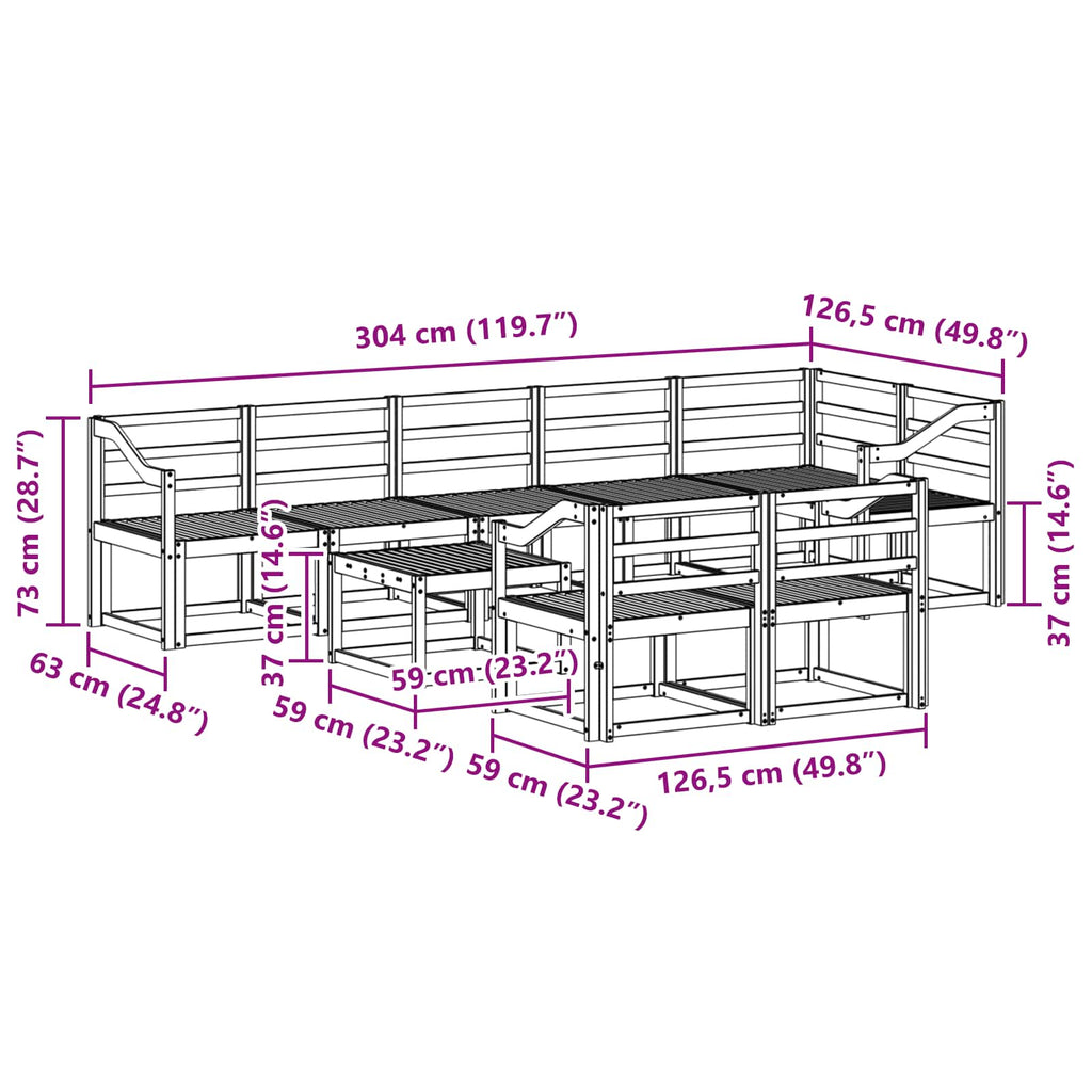 Outdoor-Sofagarnitur 9 pcs Weiß Massivholz Akazie