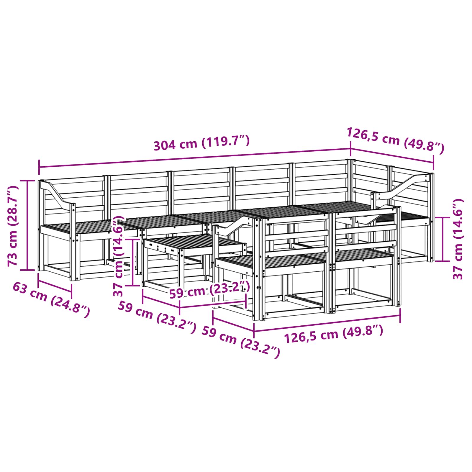 Outdoor-Sofagarnitur 9 pcs Weiß Massivholz Akazie