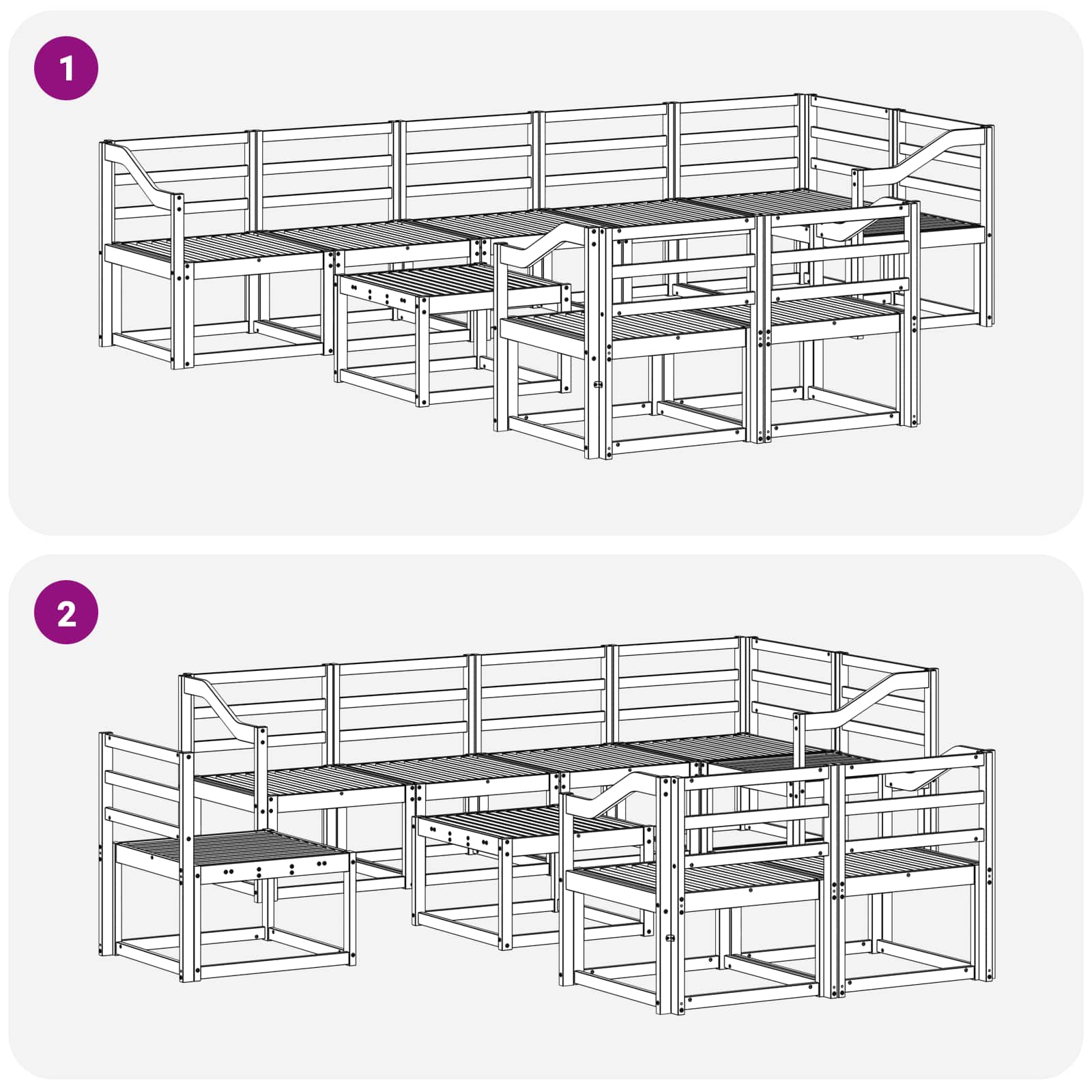 Outdoor-Sofagarnitur 9 pcs Weiß Massivholz Akazie