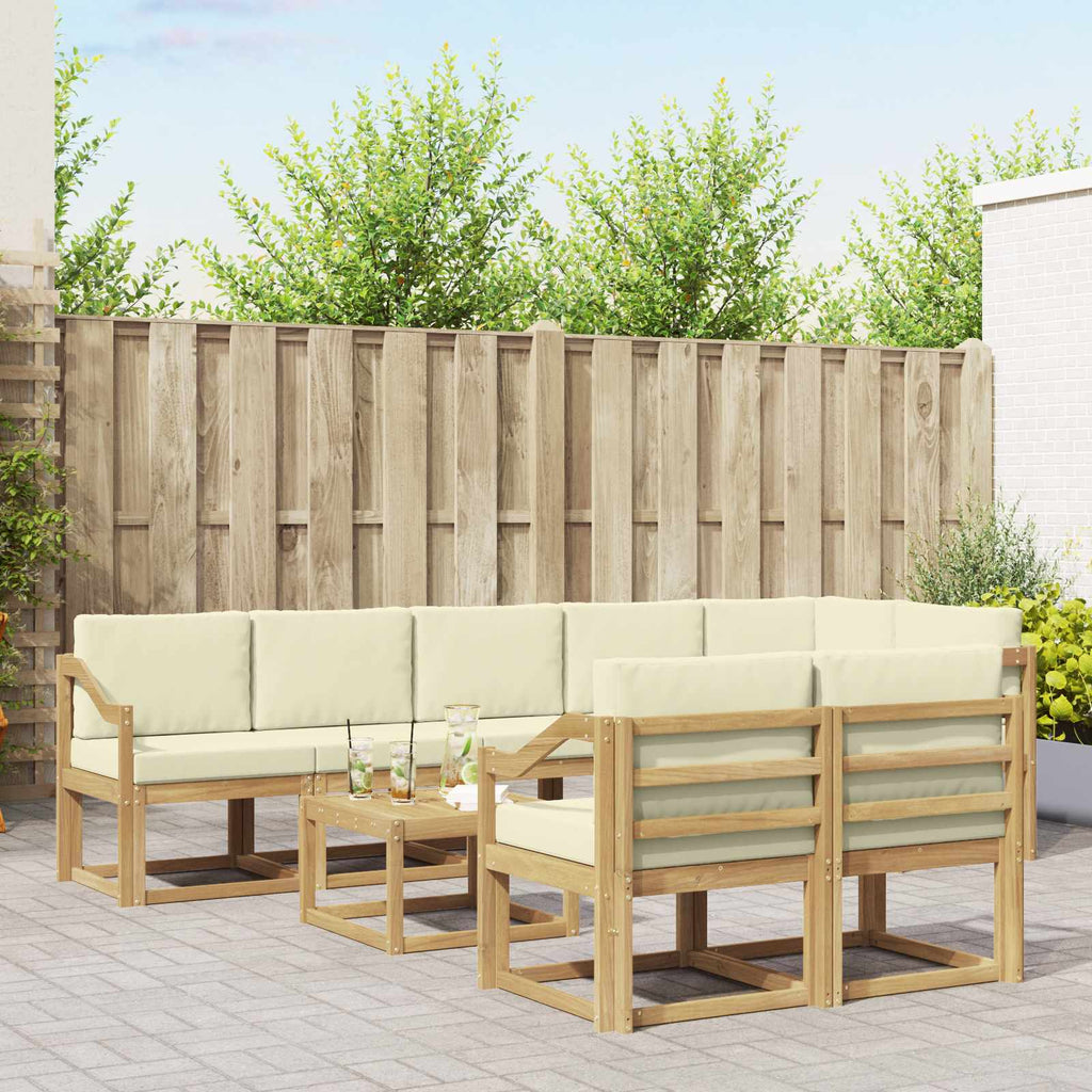 Outdoor-Sofagarnitur mit Kissen 9 pcs Weiß und Creme Polyester