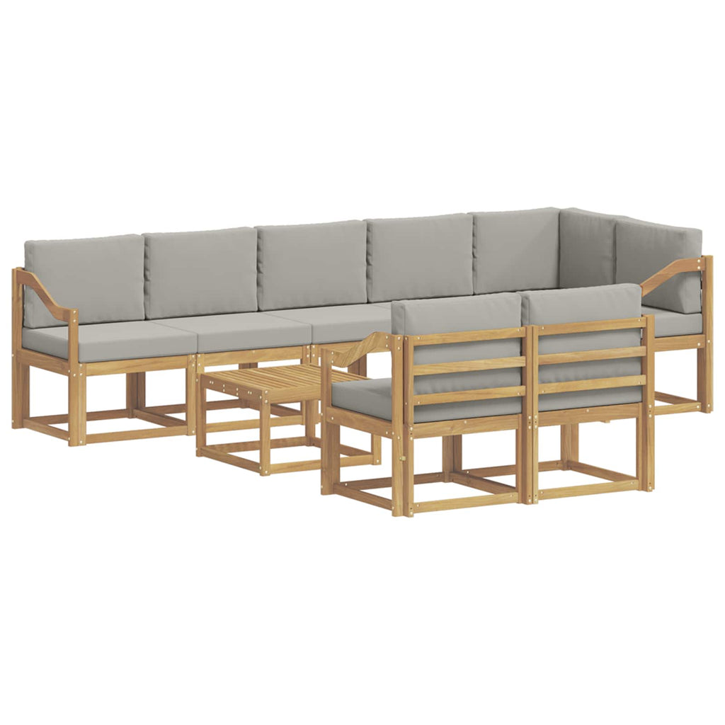 Outdoor-Sofagarnitur mit Kissen 9 pcs Weiß und Hellgrau