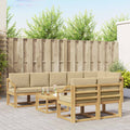 Outdoor-Sofagarnitur mit Kissen 9 pcs Weiß und Beige Polyester