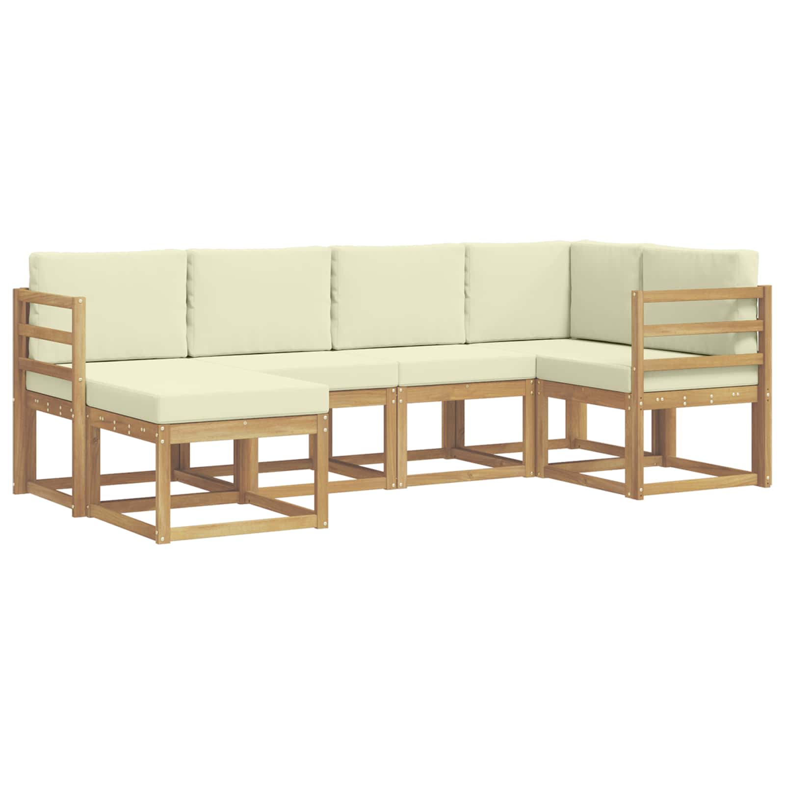 Outdoor-Sofagarnitur mit Kissen 6 pcs Weiß und Creme Polyester
