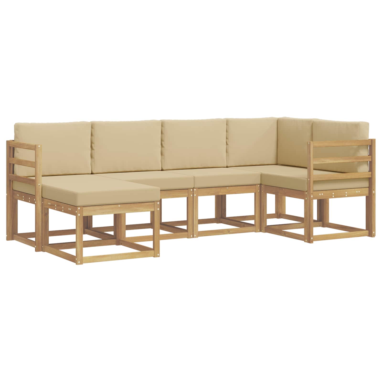 Outdoor-Sofagarnitur mit Kissen 6 pcs Weiß und Beige Polyester